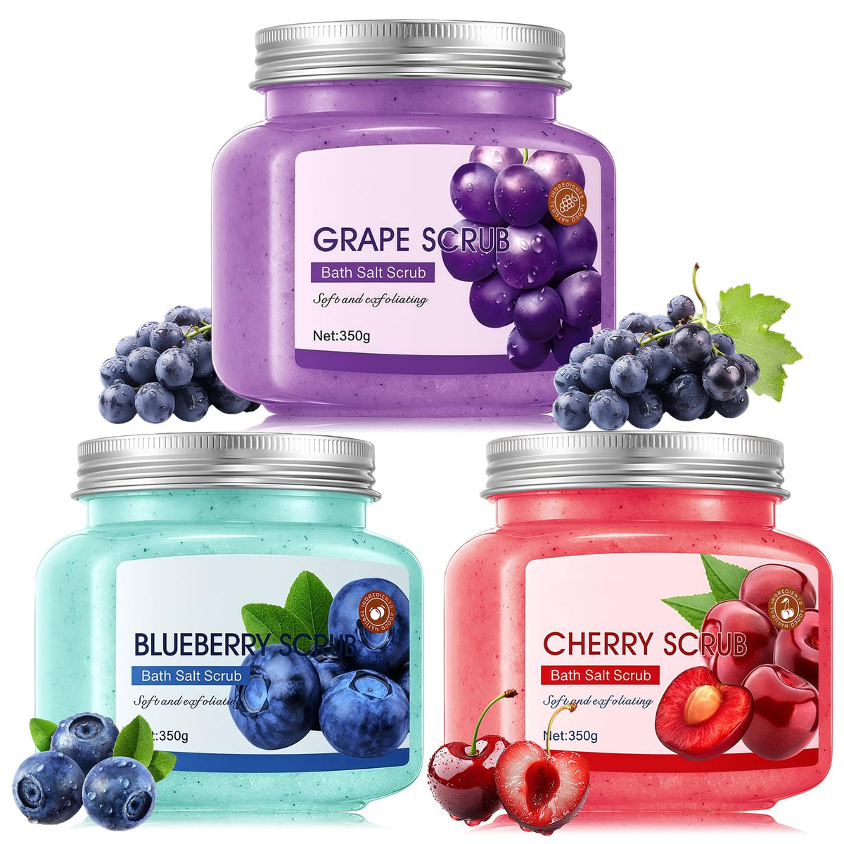 Cherry Body Exfoliator, Deep Cleaning Exfoliating Body Scrub, Moisturizing Nourishing Salt Rose Body Scrub, 350 g