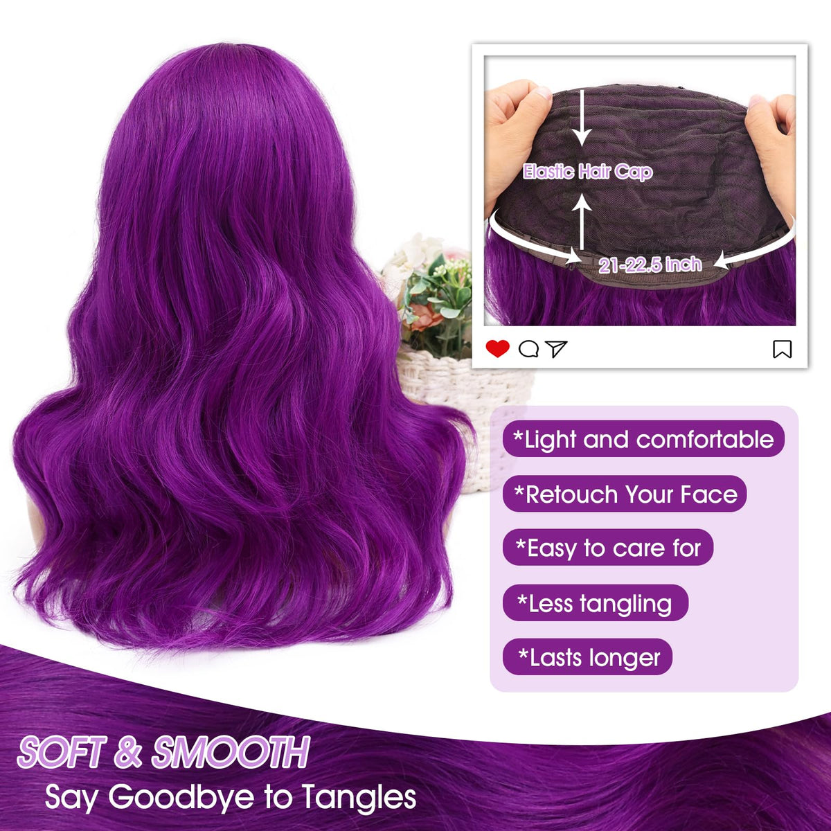 MORICA Ombre Dark Green Wigs for Women, 18 Inch Wavy Middle Part Wig