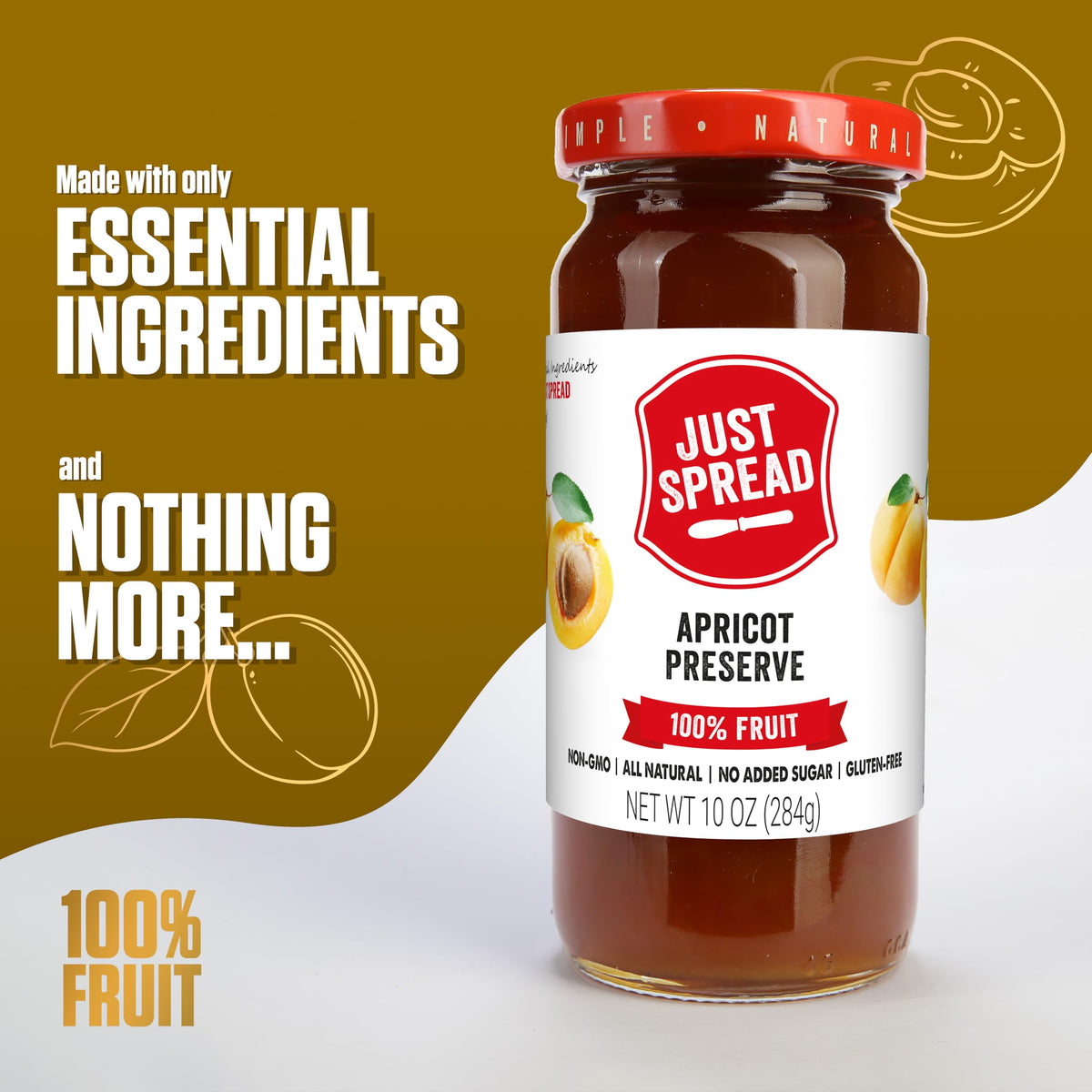Just Spread 100% Fruit Preserve, Cherry, 10 oz Jar