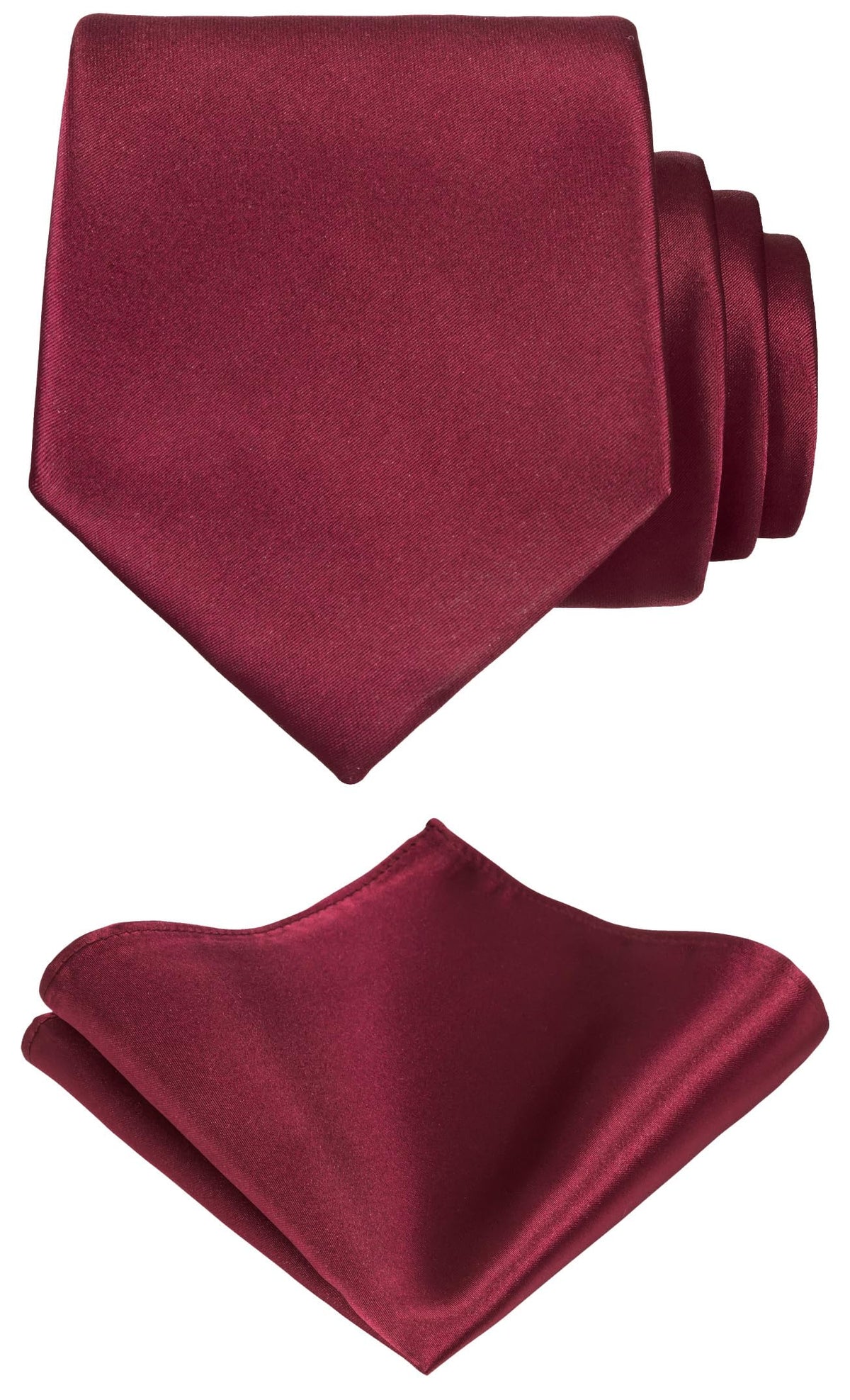 TIE G Solid Satin Woven dyed Color Formal Black Necktie and Pocket Square Sets in Gift Box