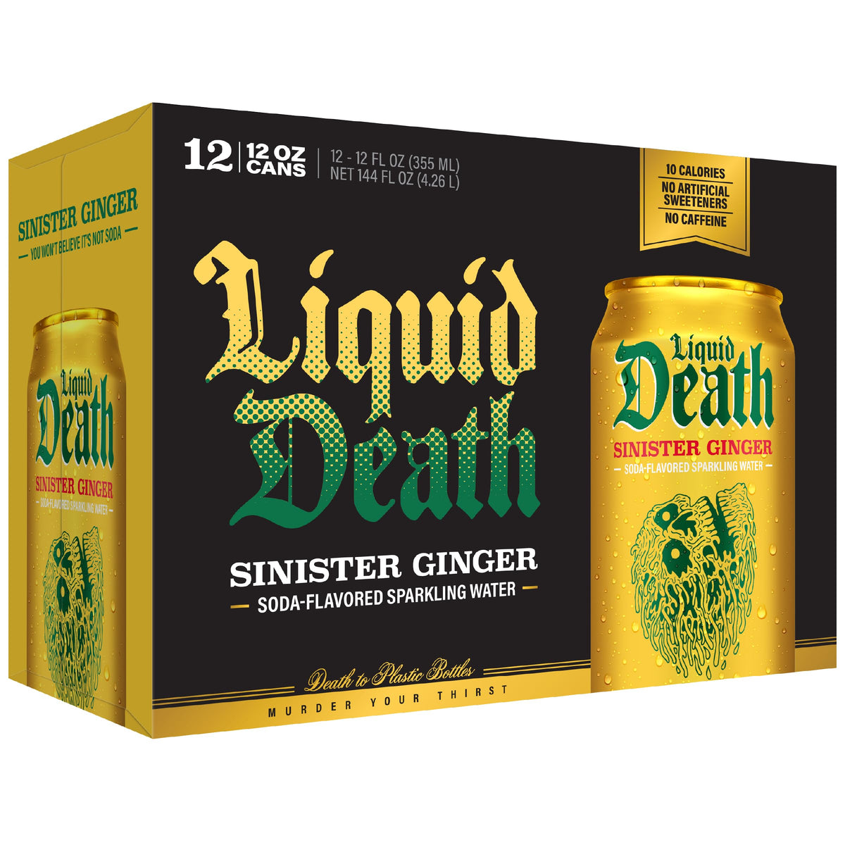 Liquid Death Soda-Flavored Sparkling Water - Cherry Obituary, Less Sugar*, Huge Flavor, No Caffeine, No Artificial Sweeteners, 12 Fl Oz (Pack of 12)