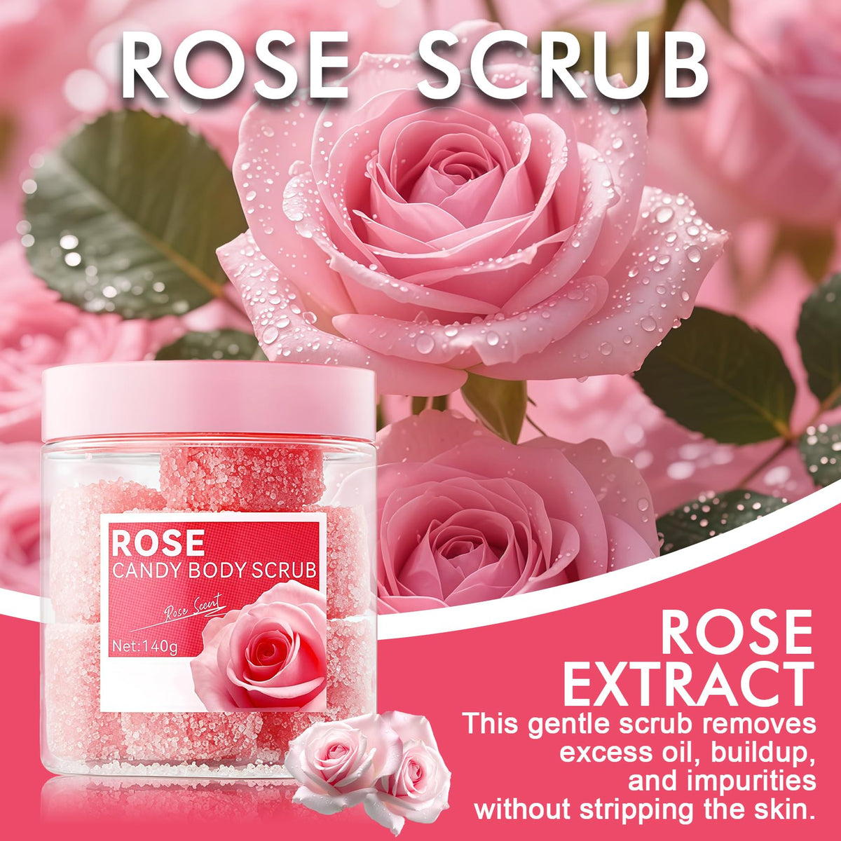 Cherry Body Exfoliator, Deep Cleaning Exfoliating Body Scrub, Moisturizing Nourishing Salt Rose Body Scrub, 350 g