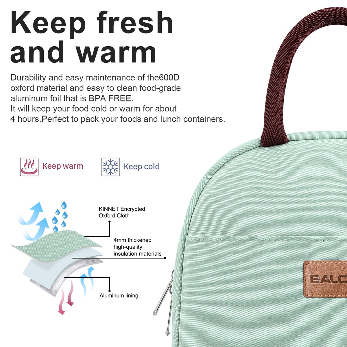 BALORAY Lunch Bag for Women Men Adult Lunch Box (Cherry), M
