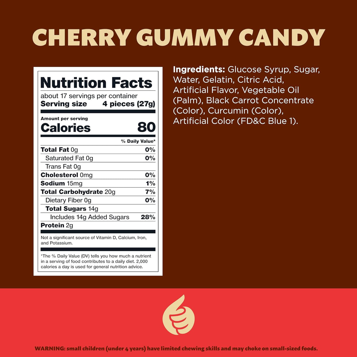 Cherry Gummy Candy, Chewy Cherry Candy, 1 Lb Bag