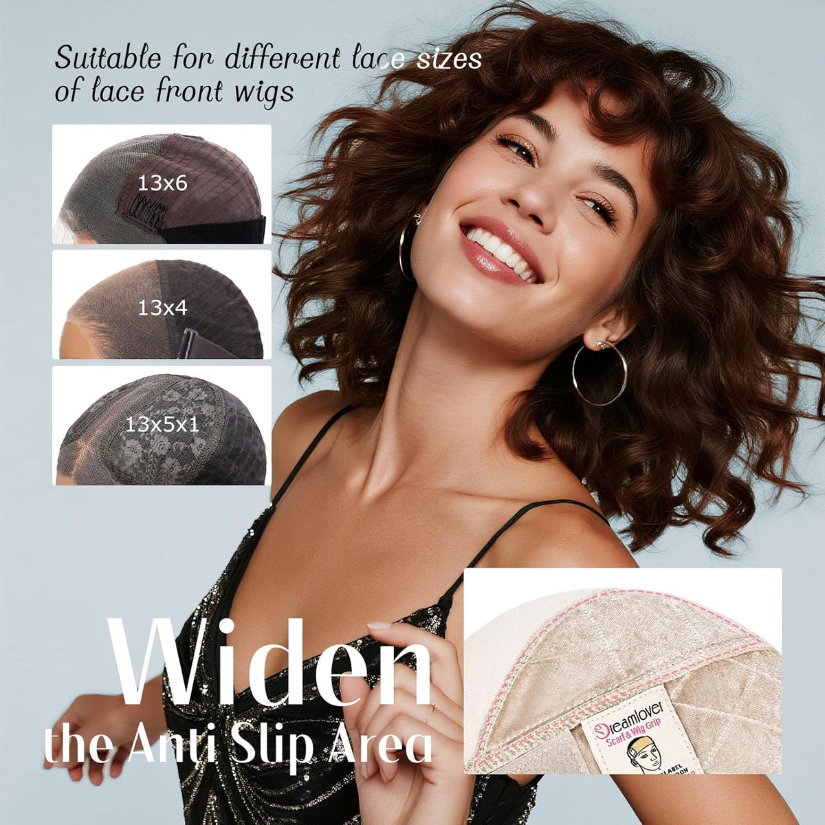 Dreamlover Wig Grip Cap,2-in-1 Wig Cap with Grip Band, Nude, 1 PCS