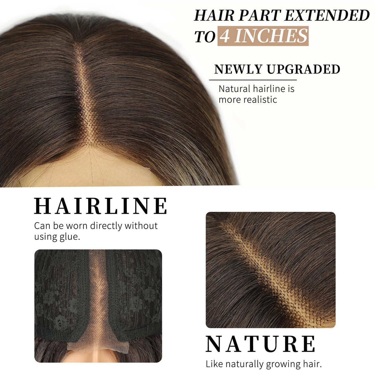 AISI HAIR Black Wig for Women, Long Wavy Lace Hairline Synthetic Wig 26Inch