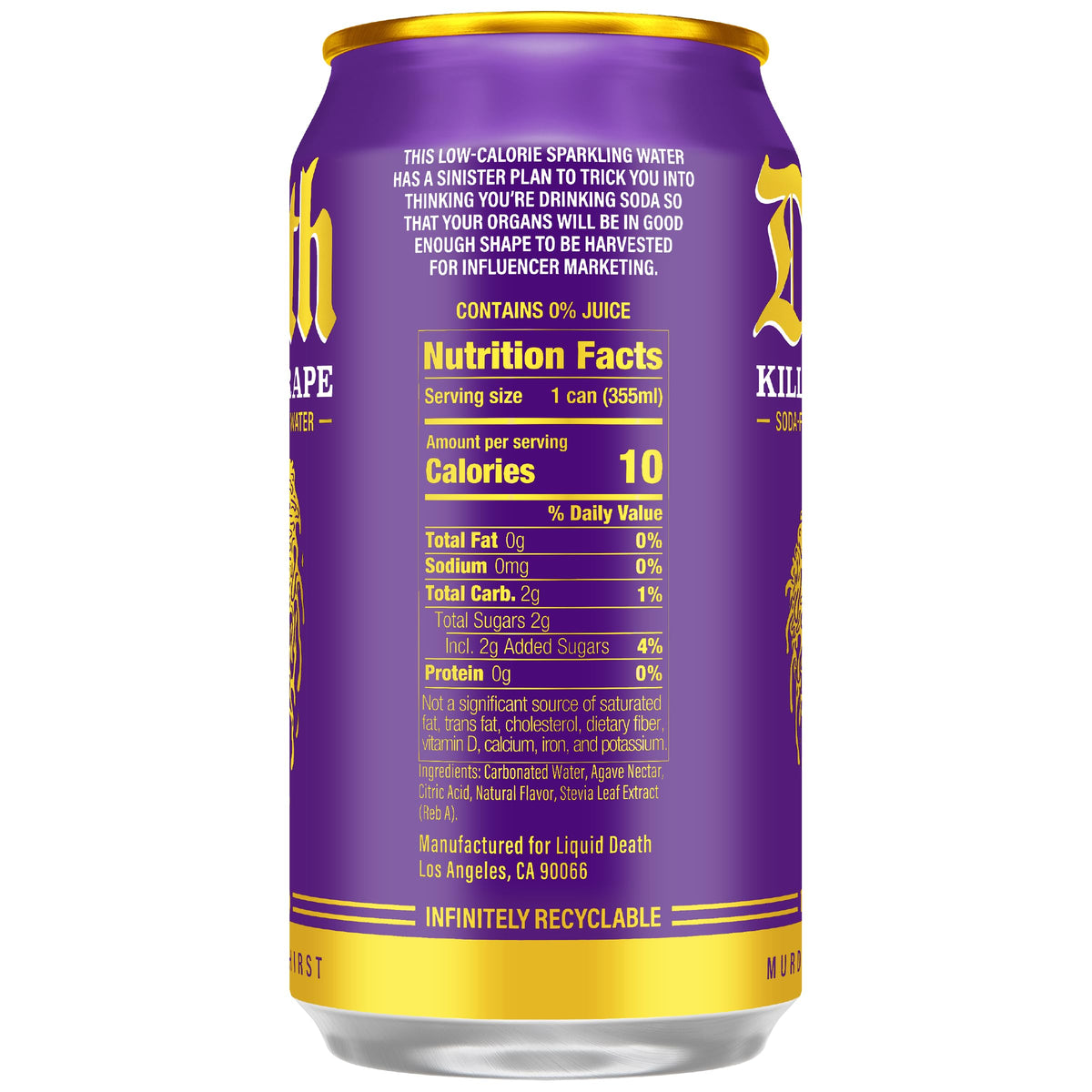 Liquid Death Soda-Flavored Sparkling Water - Cherry Obituary, Less Sugar*, Huge Flavor, No Caffeine, No Artificial Sweeteners, 12 Fl Oz (Pack of 12)