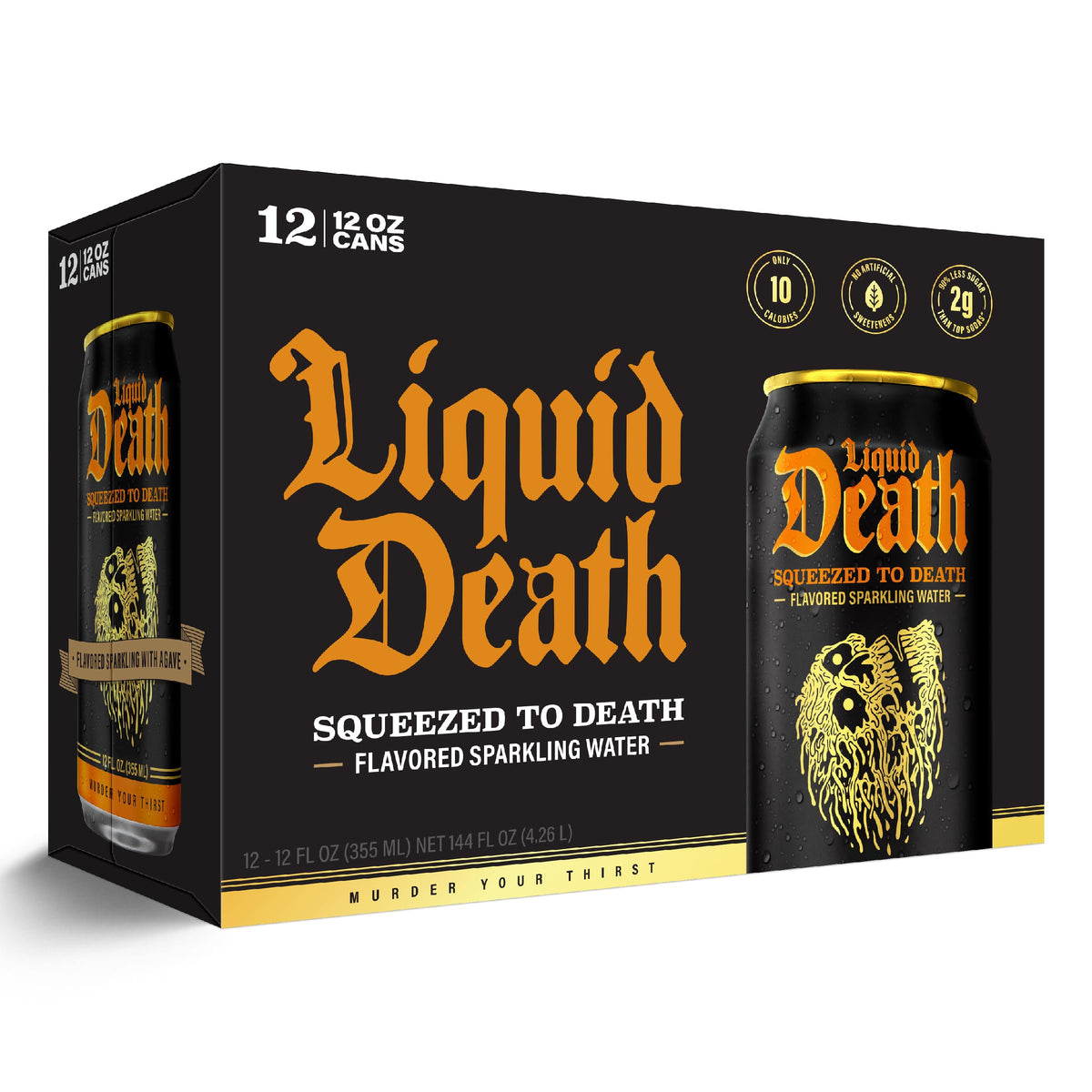 Liquid Death Soda-Flavored Sparkling Water - Cherry Obituary, Less Sugar*, Huge Flavor, No Caffeine, No Artificial Sweeteners, 12 Fl Oz (Pack of 12)