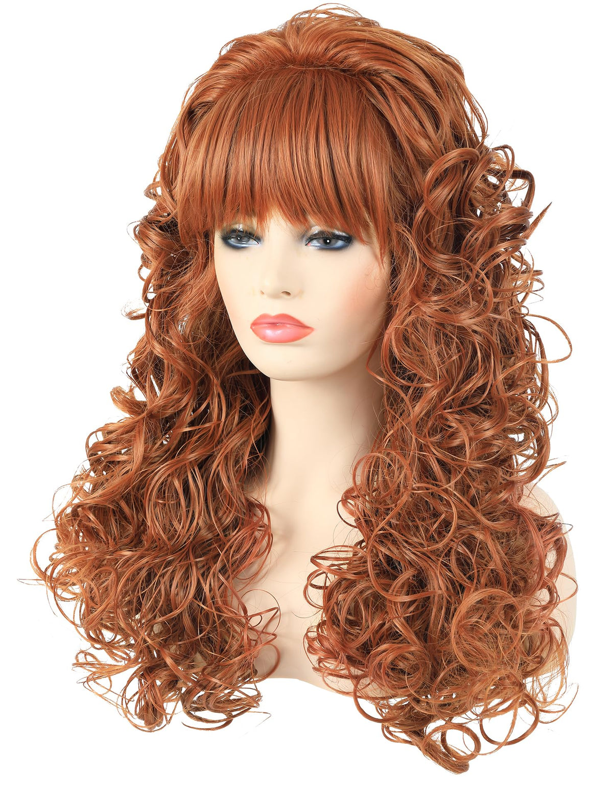 Long Blonde Curly Wig with Bangs for Women Retro Country Diva Costume Wig
