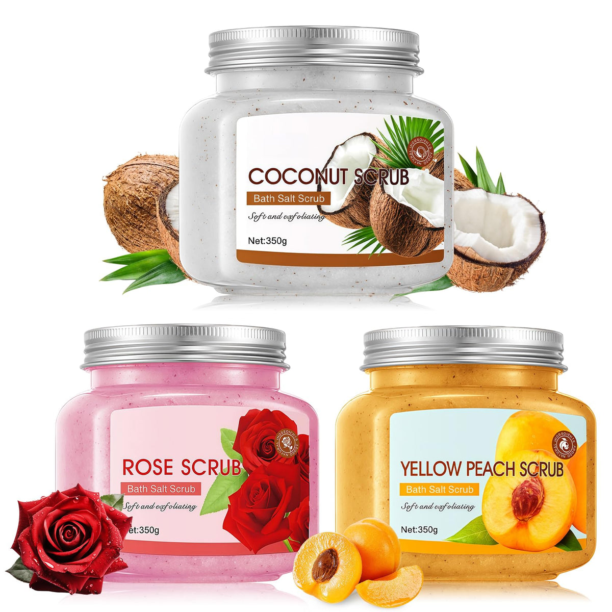 Cherry Body Exfoliator, Deep Cleaning Exfoliating Body Scrub, Moisturizing Nourishing Salt Rose Body Scrub, 350 g