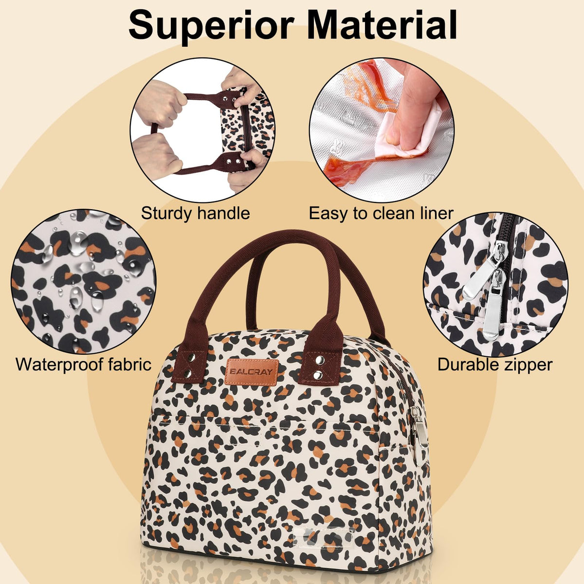 BALORAY Lunch Bag for Women Men Adult Lunch Box (Cherry), M