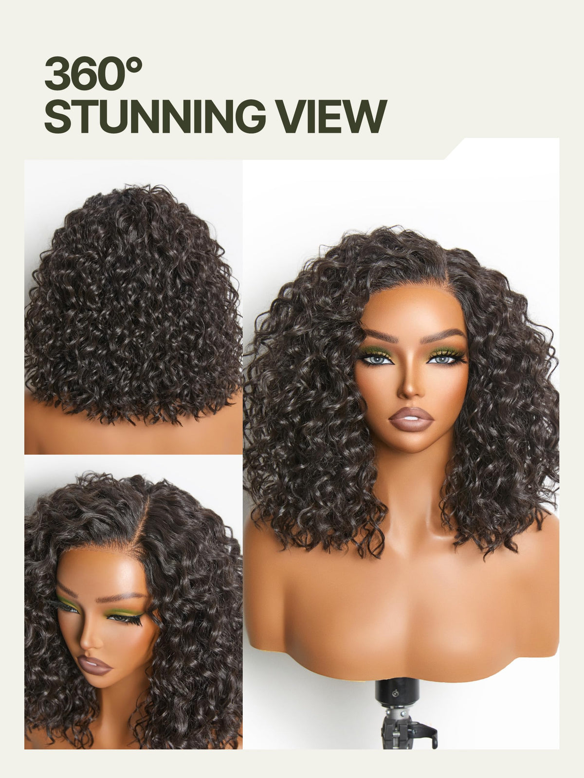 Frodio Curly Water Wave Glueless Wig 12'' Short Curly Wigs Honey Brown Mix