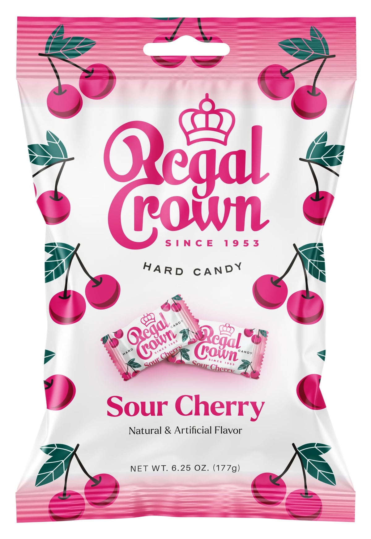 Regal Crown Roll Sour Cherry, 1.01 Ounce (Pack of 5), Sour Candy, The Hampton Candy Company