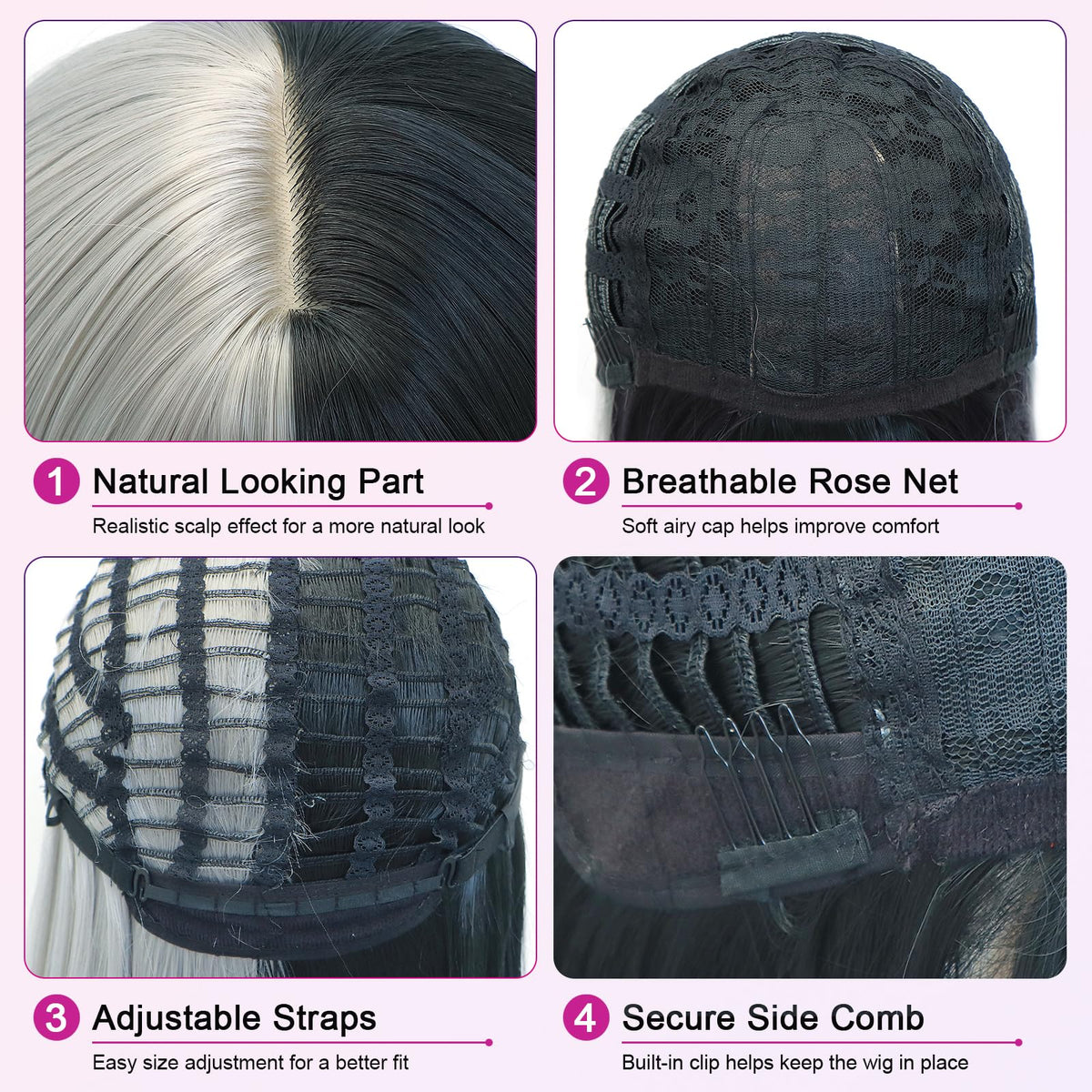 BEkjdiof Wig with Bangs Long Straight Gray Wigs for Women Halloween Wig