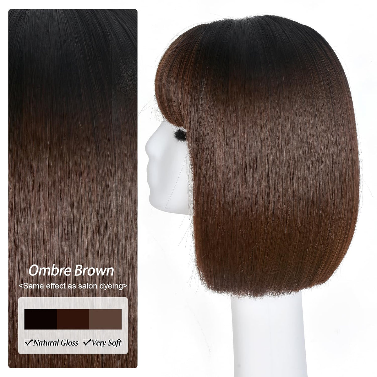 Hightlight Brown Bob Wig With Bangs Short Bob Wigs for Women Girl