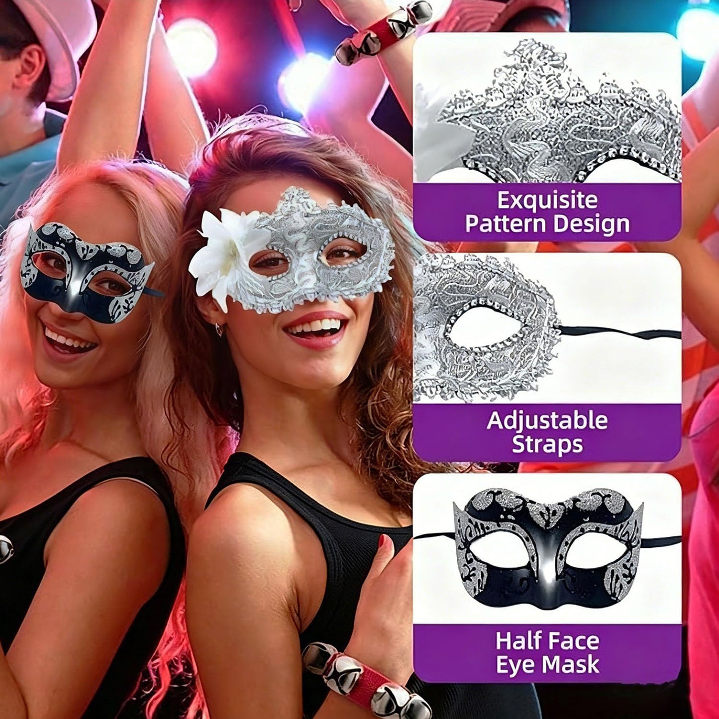 Masquerade Mask for Couples, Venetian Lace Masks for Women Men, Costume Mask for Party, Carnival