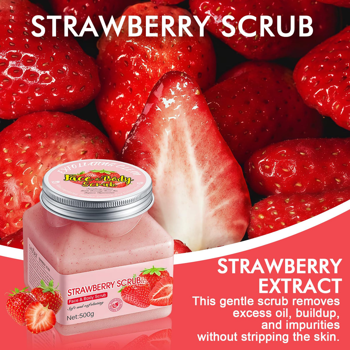 Cherry Body Exfoliator, Deep Cleaning Exfoliating Body Scrub, Moisturizing Nourishing Salt Rose Body Scrub, 350 g