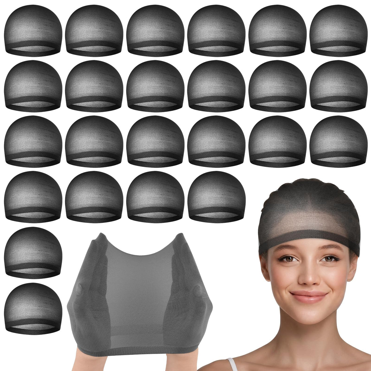 PLULON 6 Pcs Wig Cap for Women, Mesh Stocking Wig Caps Net Closed End Hair Mesh Net Liner Ultra-thin Invisible for Women Men Cosplay Show Halloween Bachelorette Party Music Festivals Daily Life