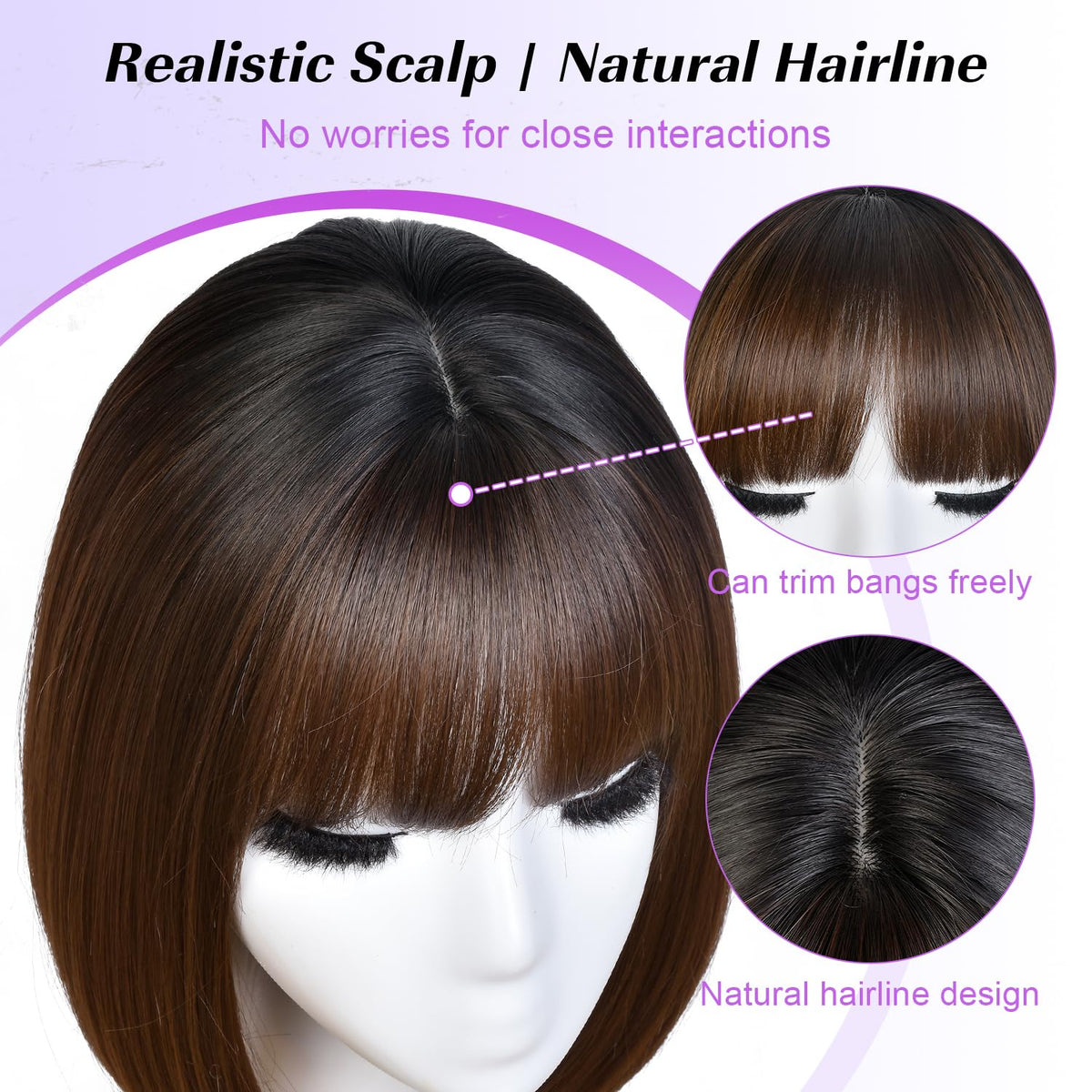 Hightlight Brown Bob Wig With Bangs Short Bob Wigs for Women Girl