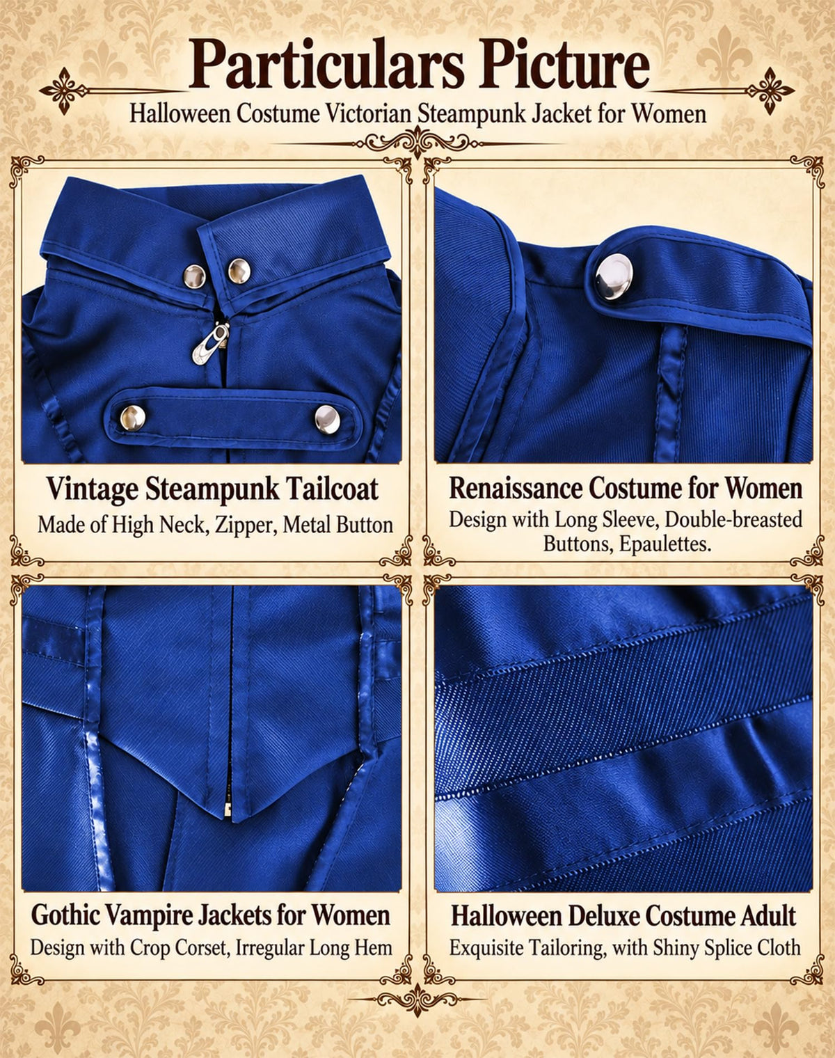 SIAEAMRG Renaissance/Pirate/Vampire/Halloween Costumes Women Jacket Coat