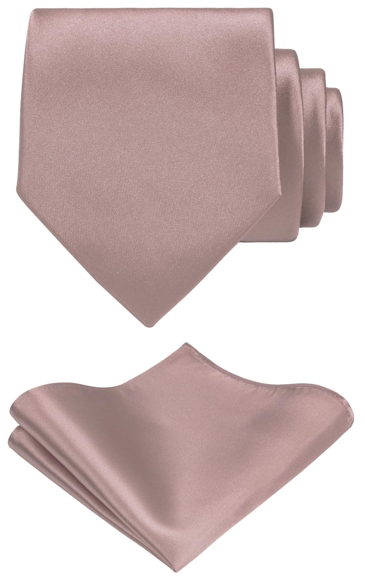 TIE G Solid Satin Woven dyed Color Formal Black Necktie and Pocket Square Sets in Gift Box