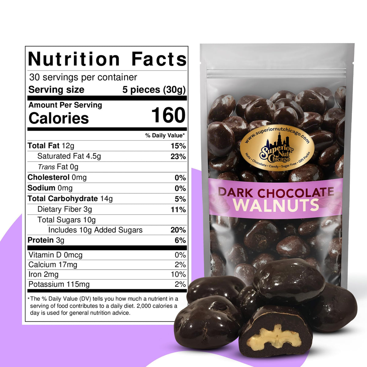 Superior Nut Chicago Dark Chocolate Covered Cherries - Sweet & Decadent - Natural Vitamin C, Fiber, & Potassium Source - Resealable 2.5 lb Bag