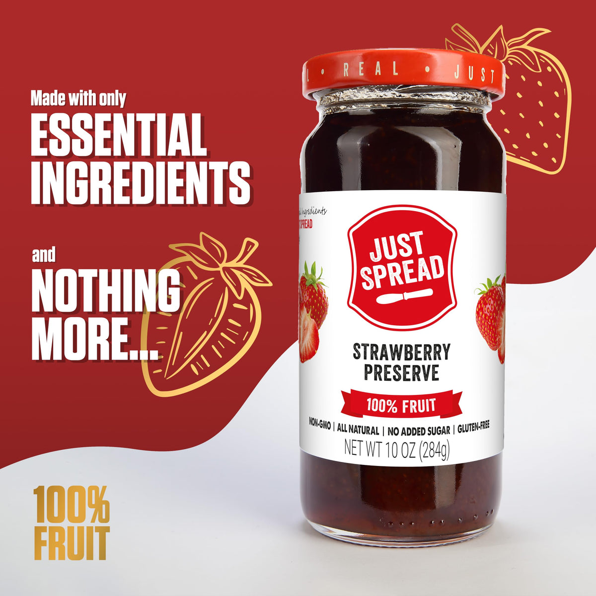 Just Spread 100% Fruit Preserve, Cherry, 10 oz Jar