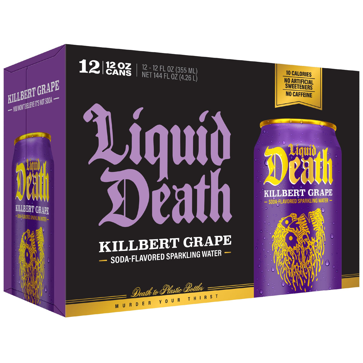 Liquid Death Soda-Flavored Sparkling Water - Cherry Obituary, Less Sugar*, Huge Flavor, No Caffeine, No Artificial Sweeteners, 12 Fl Oz (Pack of 12)