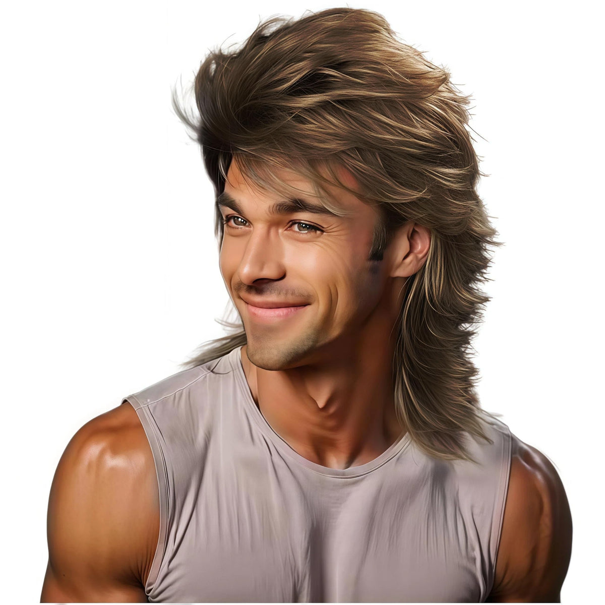 Mullet Wig Blonde 80s Men Wig,Punk Rocker Hair Party Daily Halloween Costumes Long Wigs