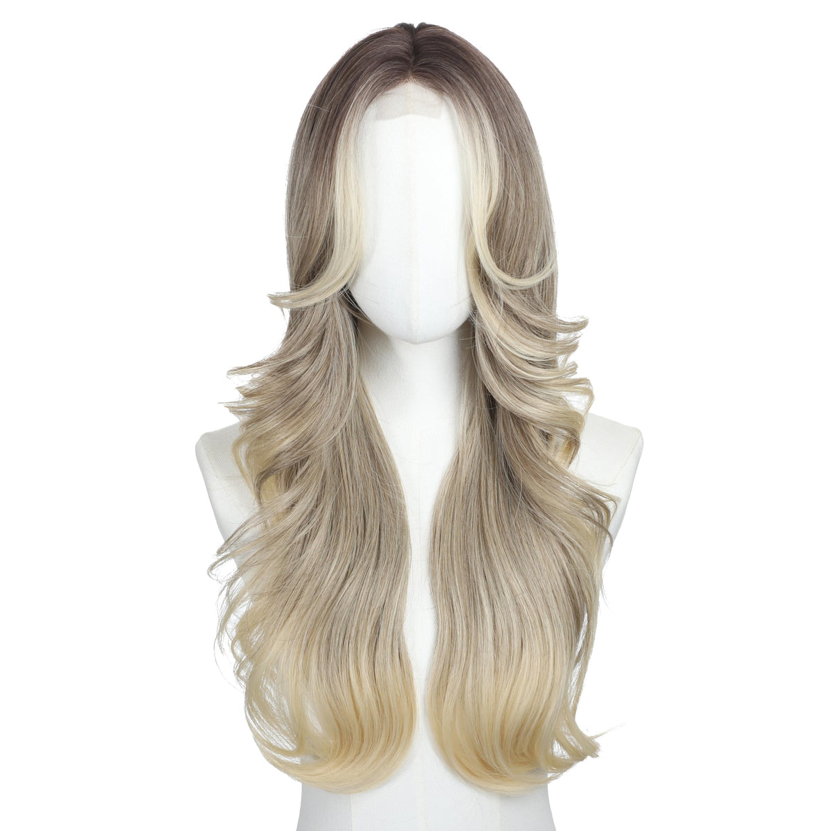 Brown Wigs for Women 26 Inch Middle Part Wavy Synthetic Wig