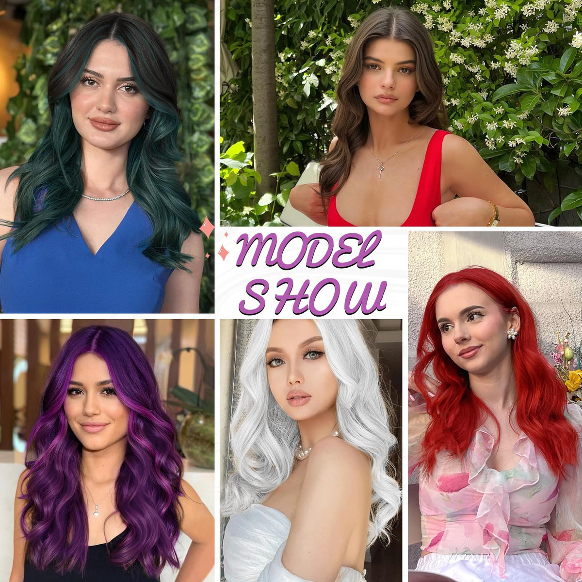 MORICA Ombre Dark Green Wigs for Women, 18 Inch Wavy Middle Part Wig