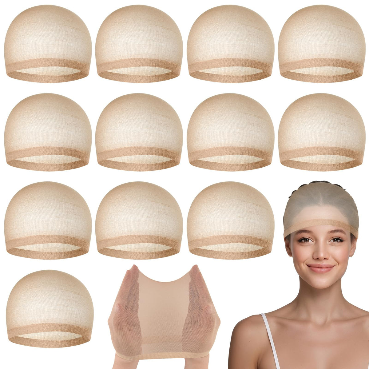PLULON 6 Pcs Wig Cap for Women, Mesh Stocking Wig Caps Net Closed End Hair Mesh Net Liner Ultra-thin Invisible for Women Men Cosplay Show Halloween Bachelorette Party Music Festivals Daily Life