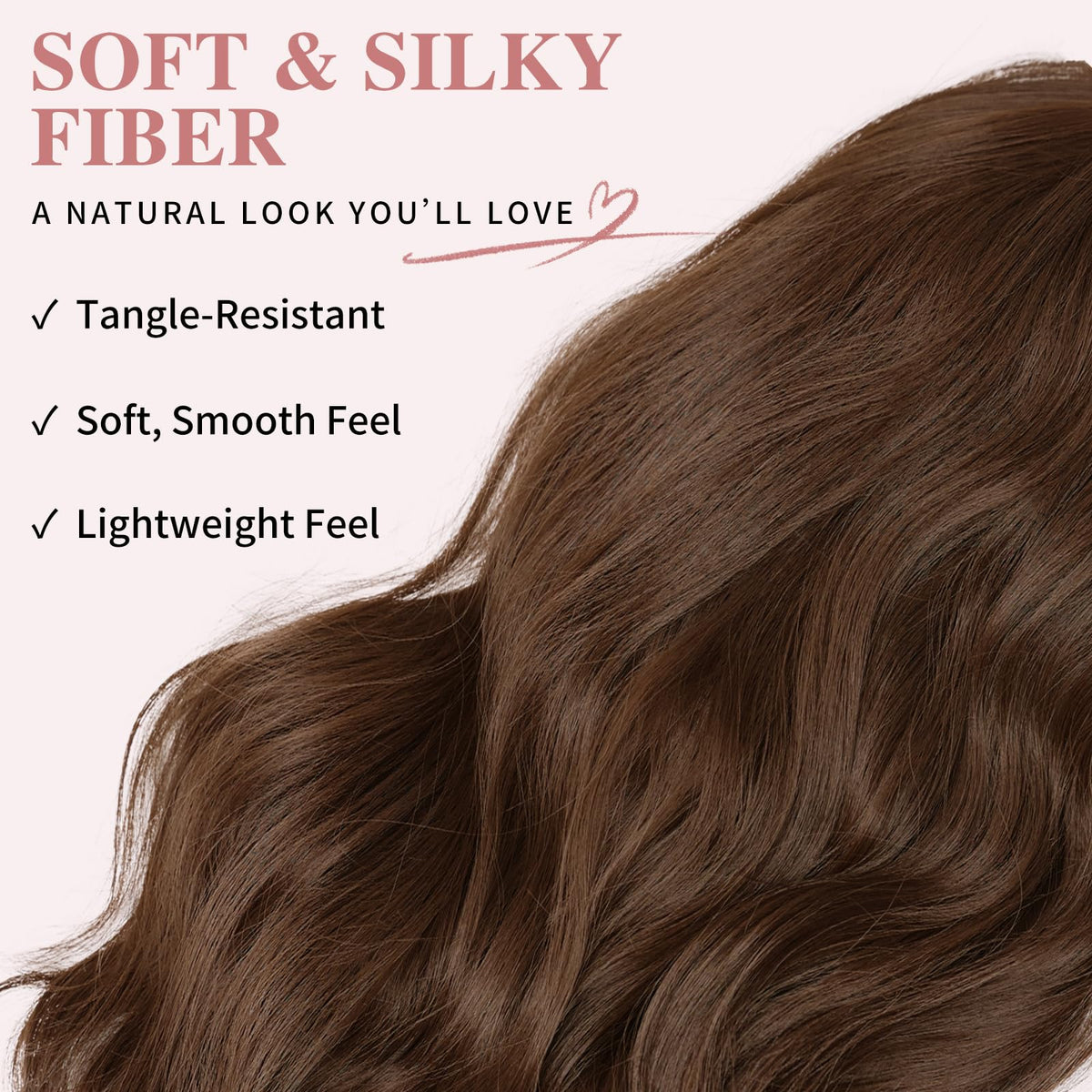 NAYOO 26 Inch Long Wavy Black Wig for Women, Middle Part Natural Looking Synthetic Wig, Heat Resistant Fiber Soft & Lightweight, Realistic Scalp Long Curly Wig for Daily Wear Party Cosplay