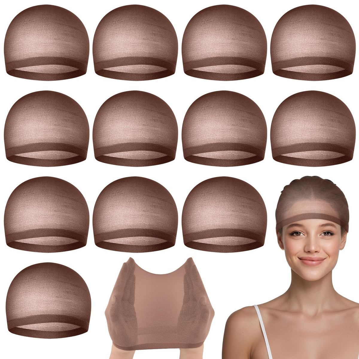 PLULON 6 Pcs Wig Cap for Women, Mesh Stocking Wig Caps Net Closed End Hair Mesh Net Liner Ultra-thin Invisible for Women Men Cosplay Show Halloween Bachelorette Party Music Festivals Daily Life