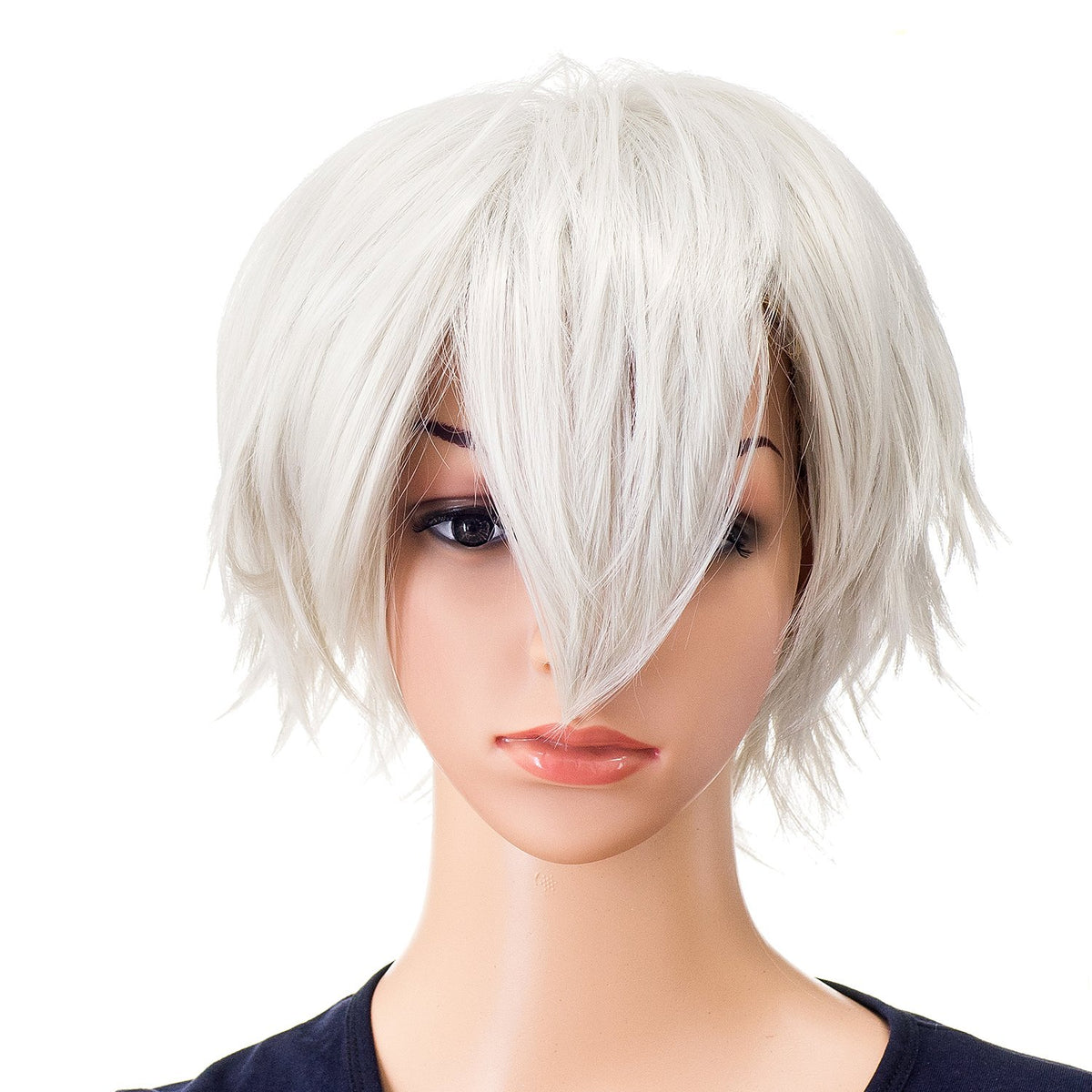 SWACC Unisex Fashion Spiky Layered Short Anime Cosplay Wig for Men and Women (1B-Off Black)