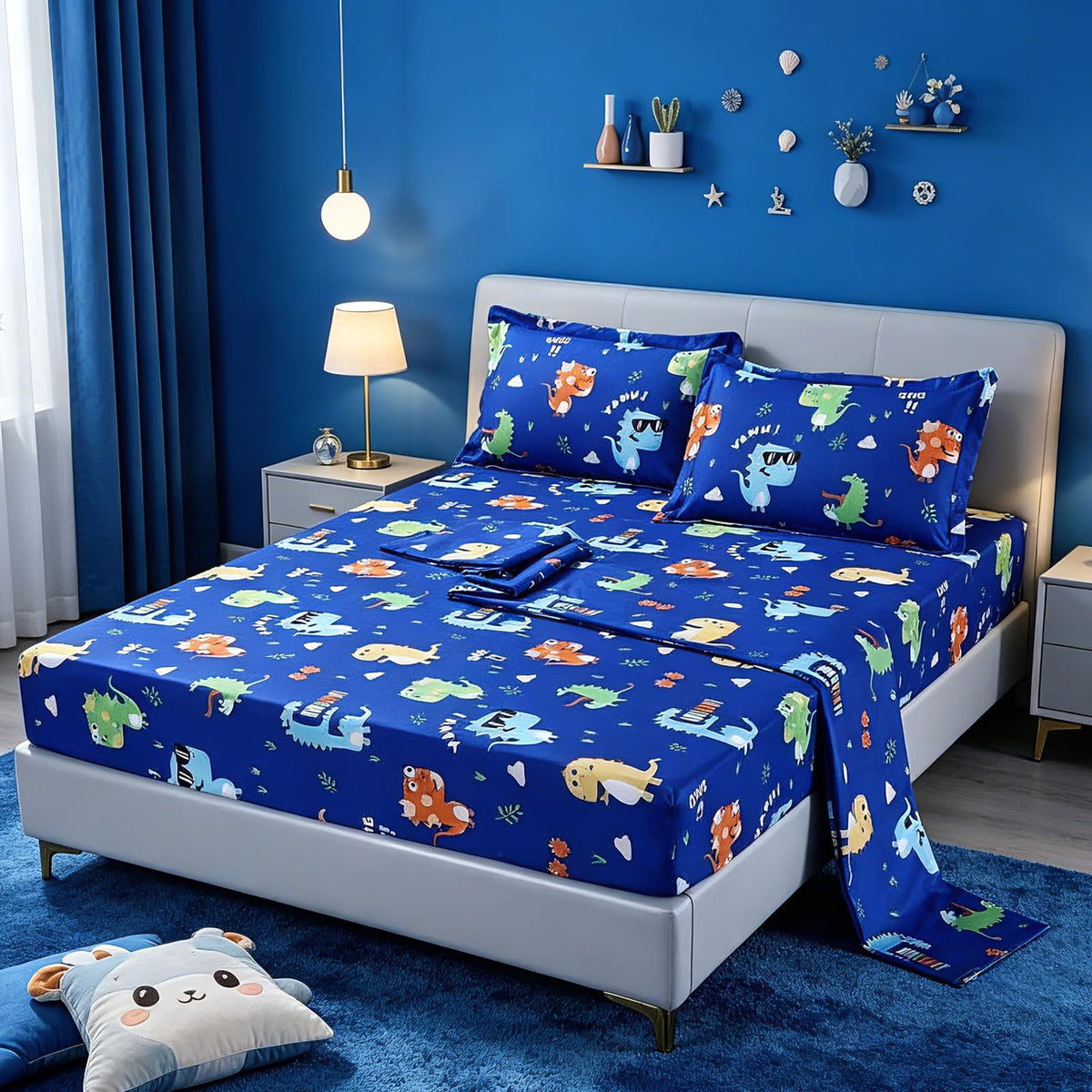 SDIII 4PCS Red Cherry Bed Sheets Set Full, Soft Microfiber Cherry Full Size Bed Sheets, Cute Fruit Patterns Sheet for Girls Boys Kids and Teens