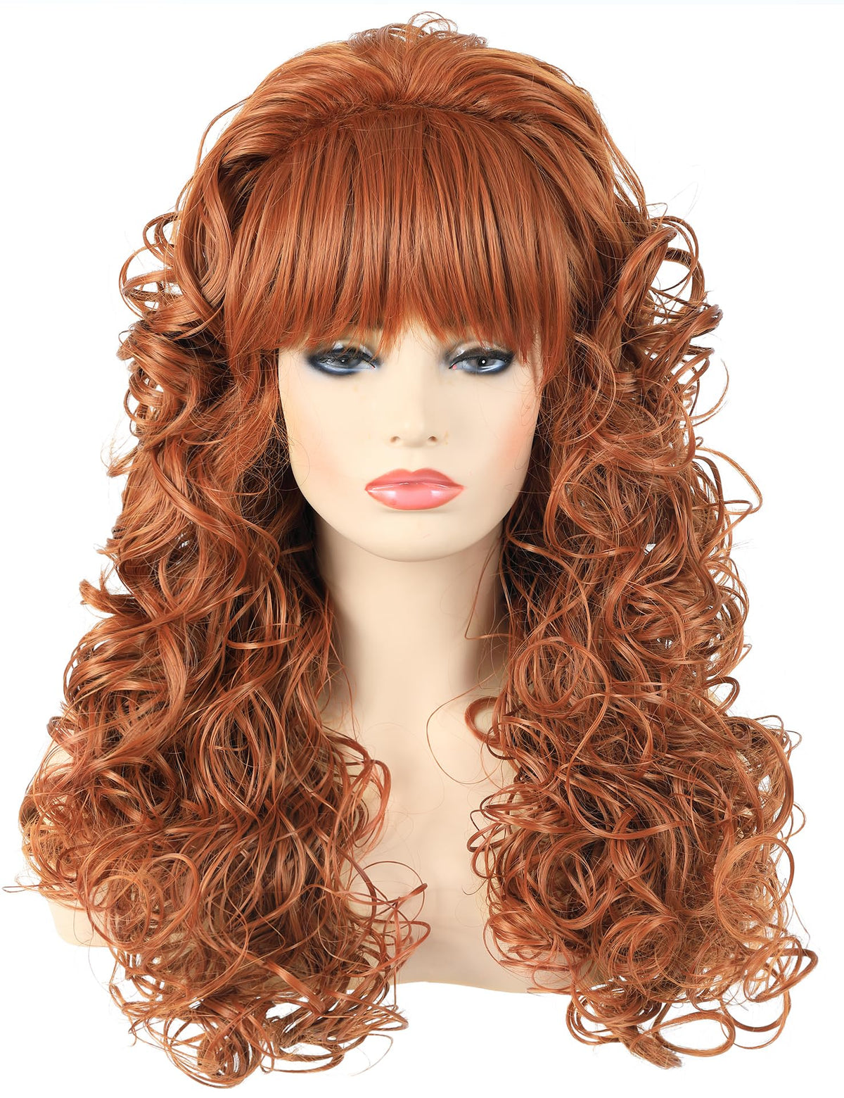 Long Blonde Curly Wig with Bangs for Women Retro Country Diva Costume Wig