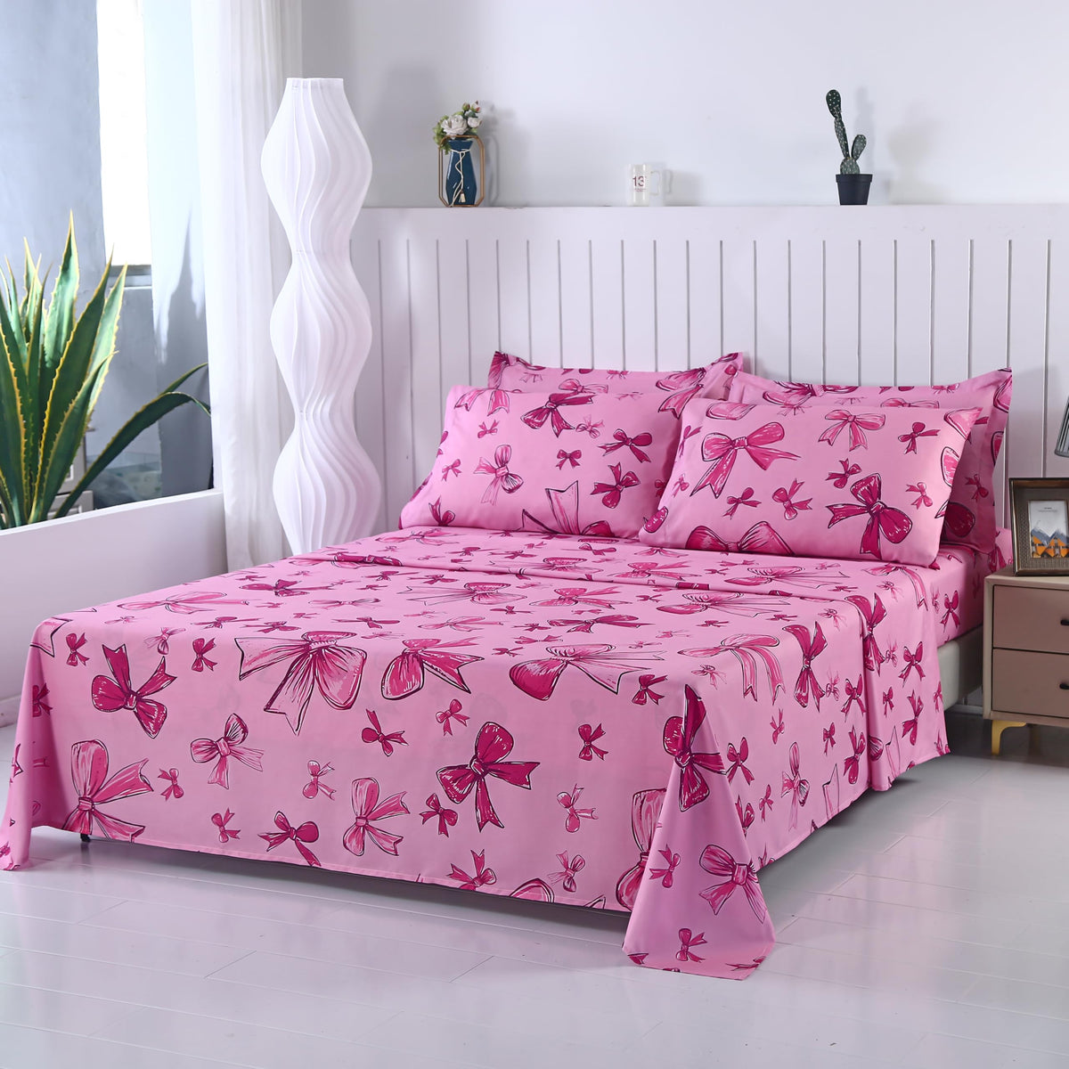 SDIII 4PCS Red Cherry Bed Sheets Set Full, Soft Microfiber Cherry Full Size Bed Sheets, Cute Fruit Patterns Sheet for Girls Boys Kids and Teens