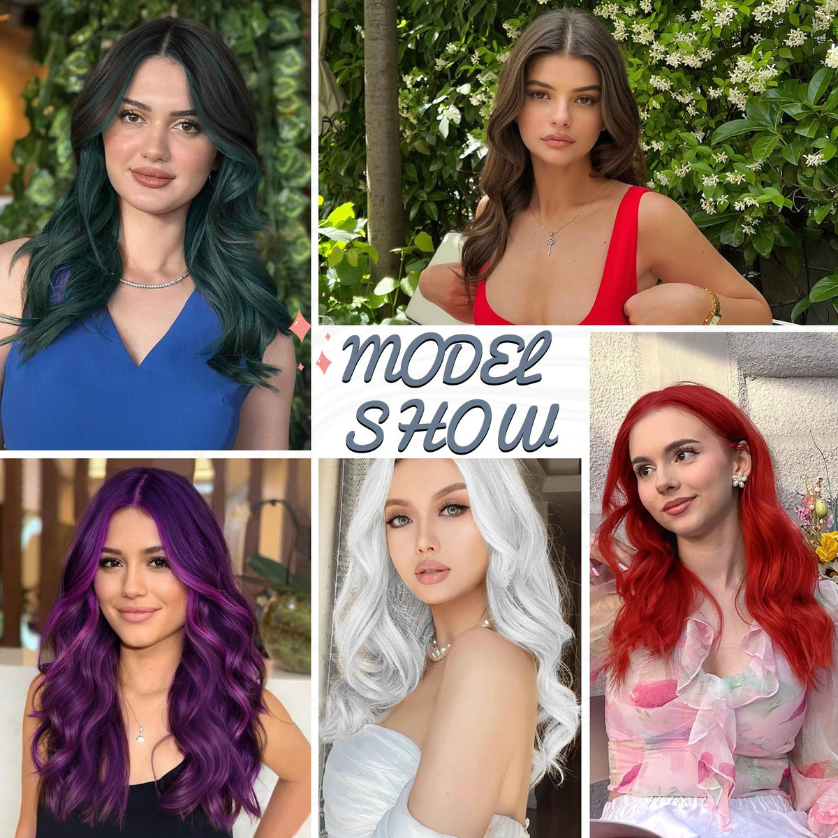 MORICA Ombre Dark Green Wigs for Women, 18 Inch Wavy Middle Part Wig