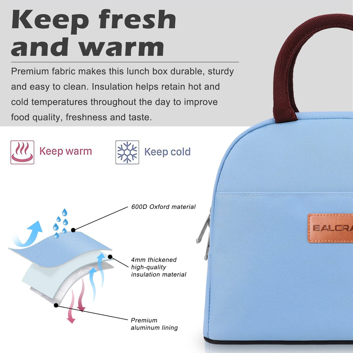BALORAY Lunch Bag for Women Men Adult Lunch Box (Cherry), M