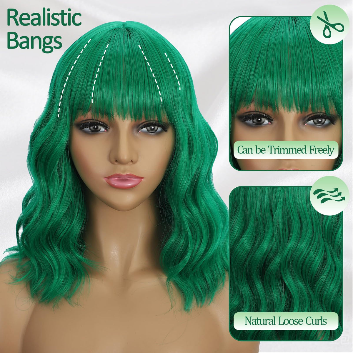 Dark Purple Wigs with Bangs for Women 14 Inch Short Wavy Bob Wigs Synthetic Bob Wig Curly Wig Heat Resistant Colorful Wavy Wig Cosplay Wigs For Daily Party Halloween