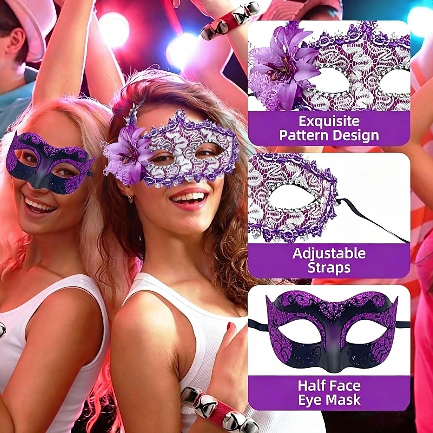 Masquerade Mask for Couples, Venetian Lace Masks for Women Men, Costume Mask for Party, Carnival
