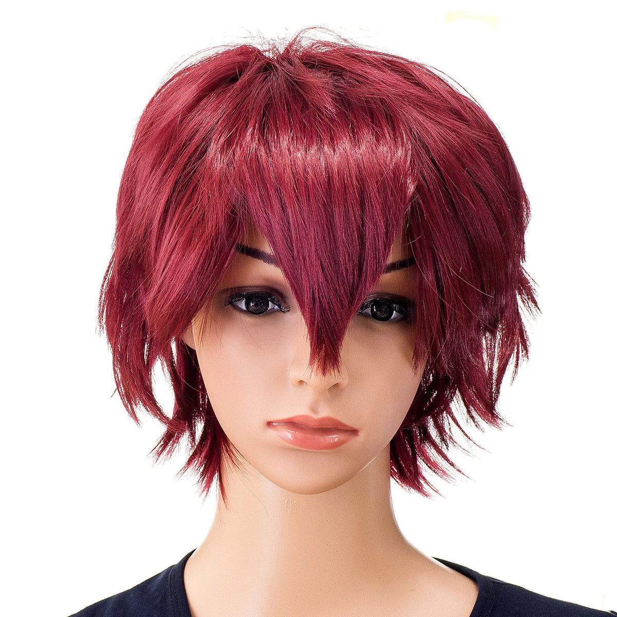 SWACC Unisex Fashion Spiky Layered Short Anime Cosplay Wig for Men and Women (1B-Off Black)