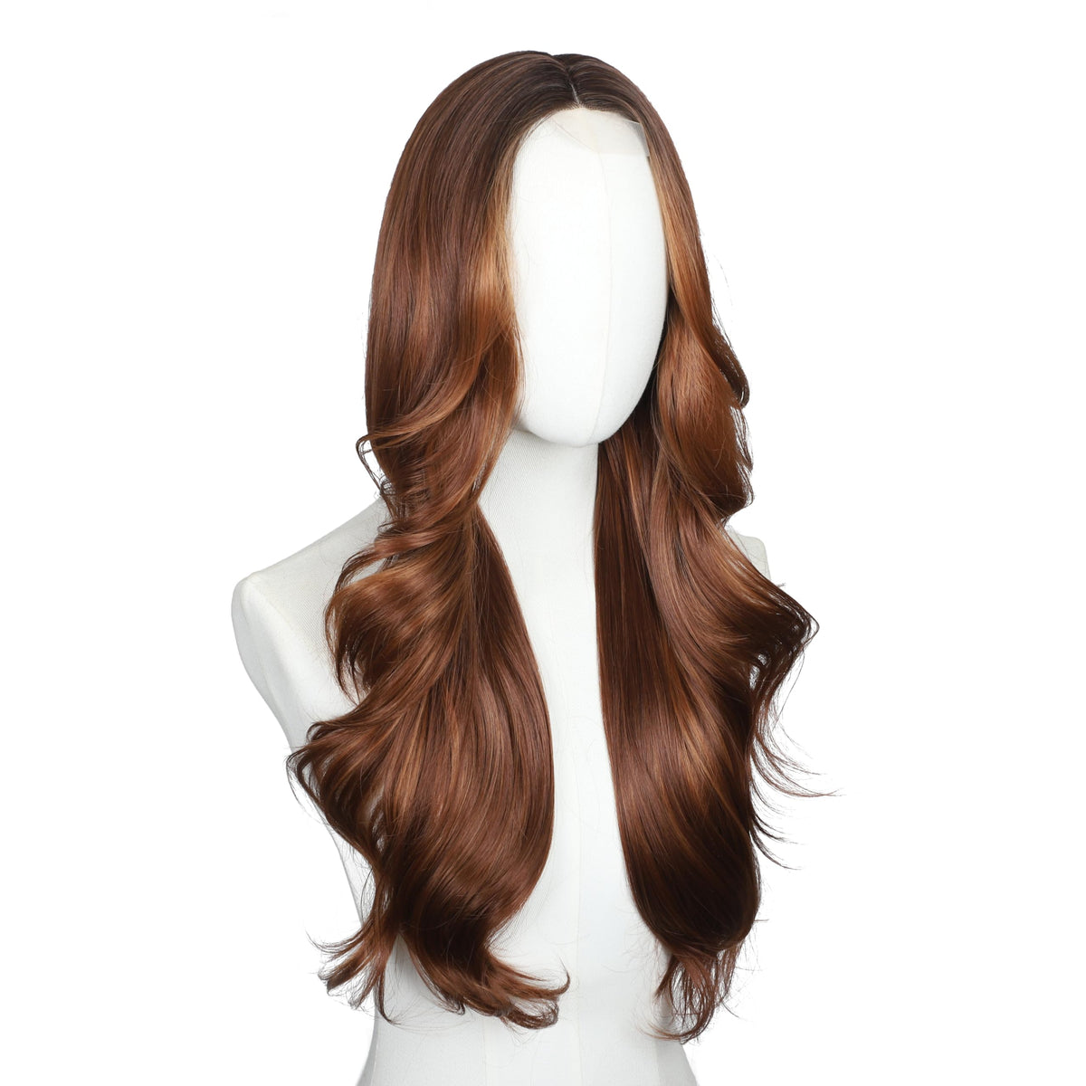 Brown Wigs for Women 26 Inch Middle Part Wavy Synthetic Wig