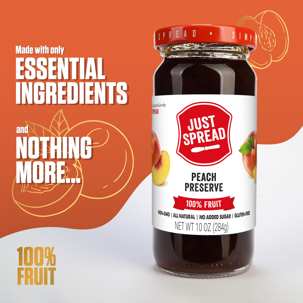 Just Spread 100% Fruit Preserve, Cherry, 10 oz Jar