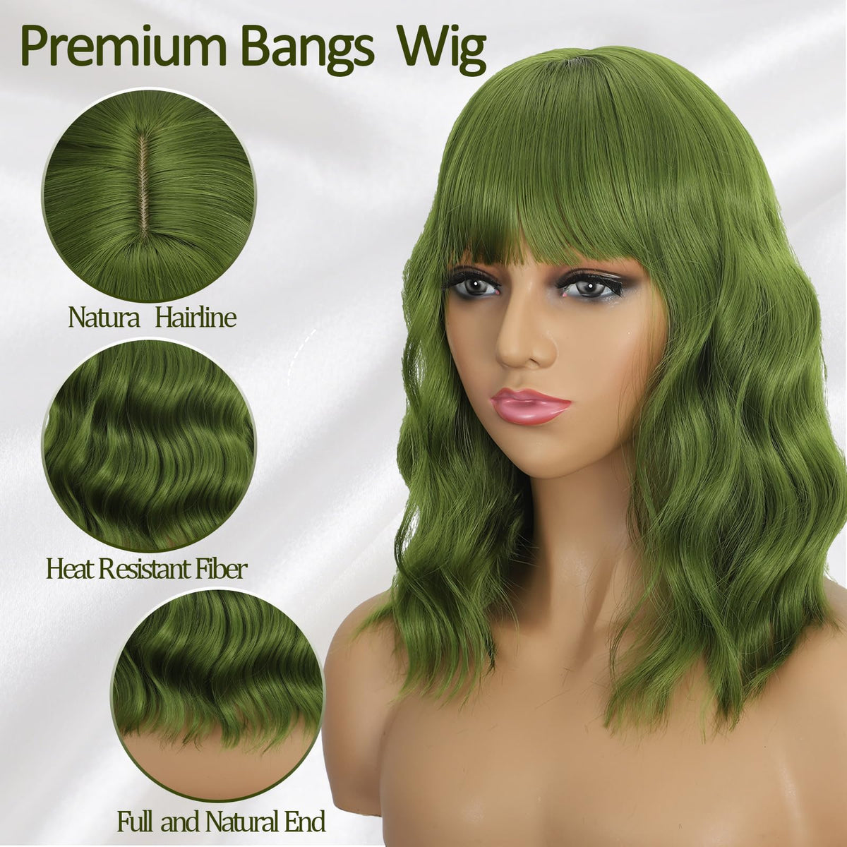 Dark Purple Wigs with Bangs for Women 14 Inch Short Wavy Bob Wigs Synthetic Bob Wig Curly Wig Heat Resistant Colorful Wavy Wig Cosplay Wigs For Daily Party Halloween