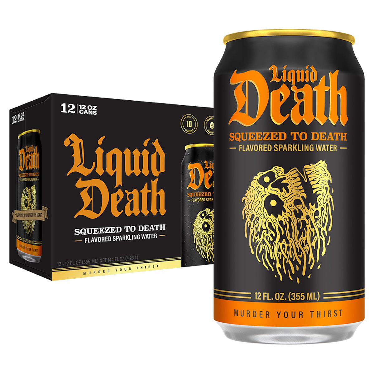 Liquid Death Soda-Flavored Sparkling Water - Cherry Obituary, Less Sugar*, Huge Flavor, No Caffeine, No Artificial Sweeteners, 12 Fl Oz (Pack of 12)