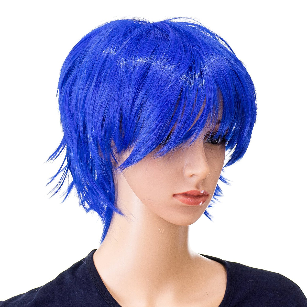 SWACC Unisex Fashion Spiky Layered Short Anime Cosplay Wig for Men and Women (1B-Off Black)