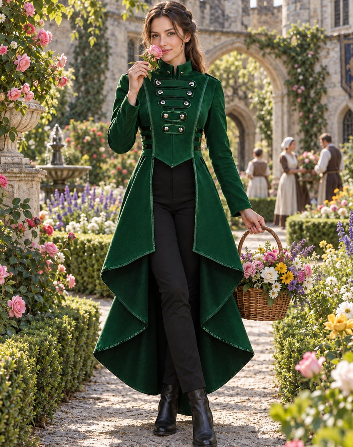SIAEAMRG Renaissance/Pirate/Vampire/Halloween Costumes Women Jacket Coat