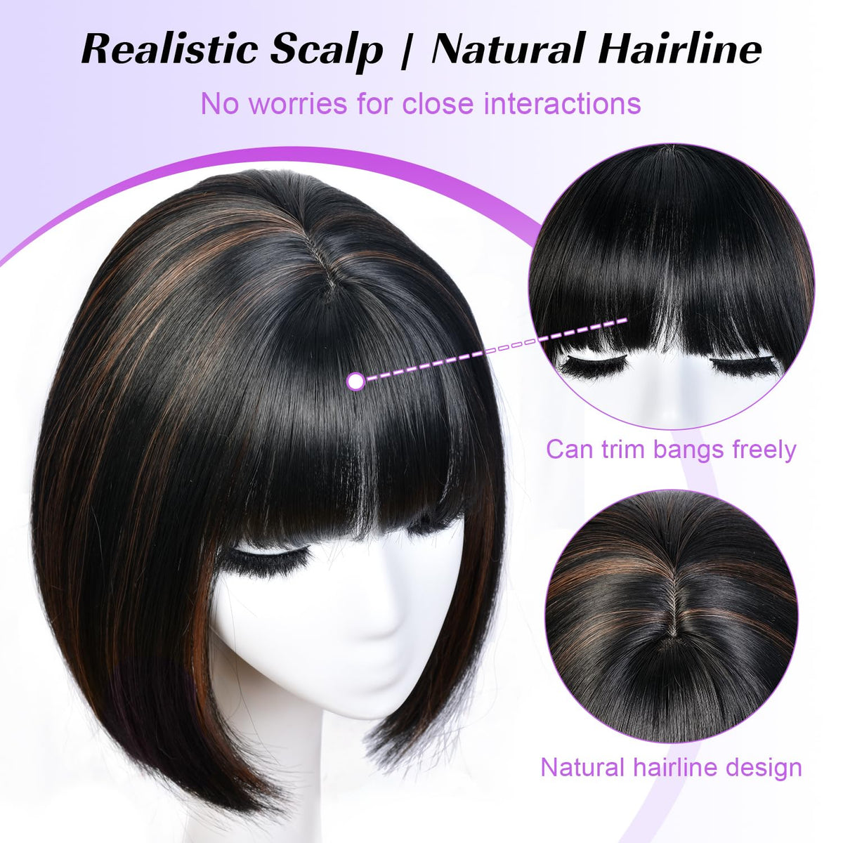 Hightlight Brown Bob Wig With Bangs Short Bob Wigs for Women Girl